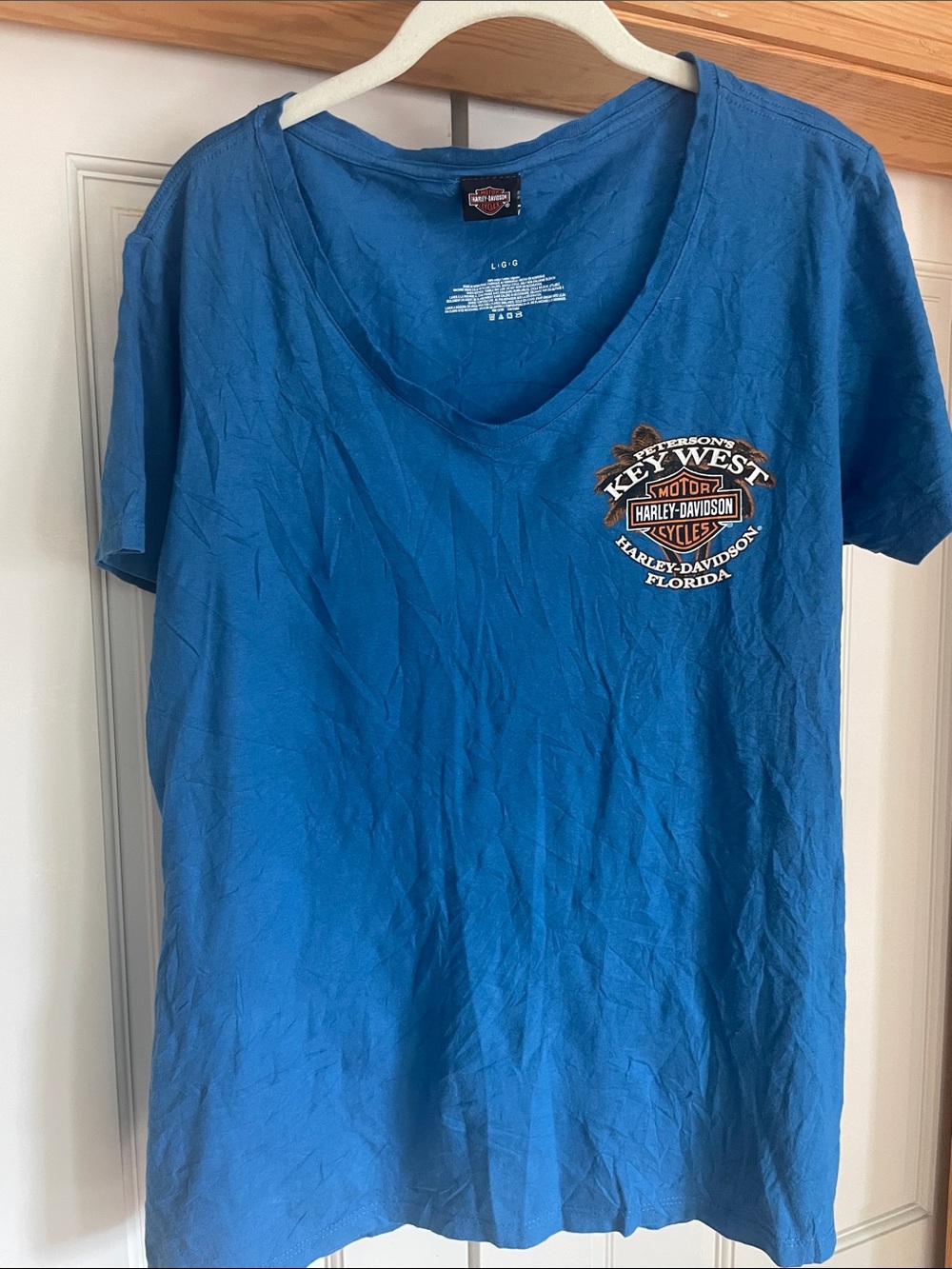Harley-Davidson Blue Women’s ' V-Neck Tee with Key West Badge